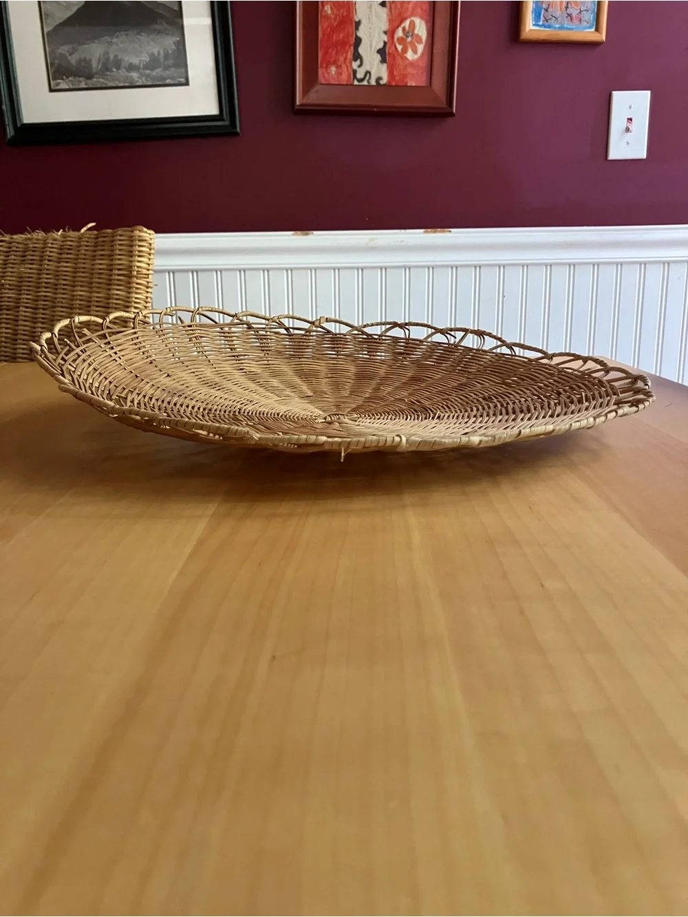 Woven Round Rattan Serving Tray - Natural Brown